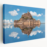 Large art depicting a scenic view of Normandy, France in muted earth tones on stretched canvas.