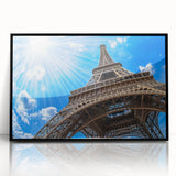 Large abstract wall art depicting a Parisian scene in black and white tones on framed acrylic.