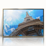 Art deco style poster of Paris scenery in gold frame, featuring muted earth tones, ideal for modern art wall decor.