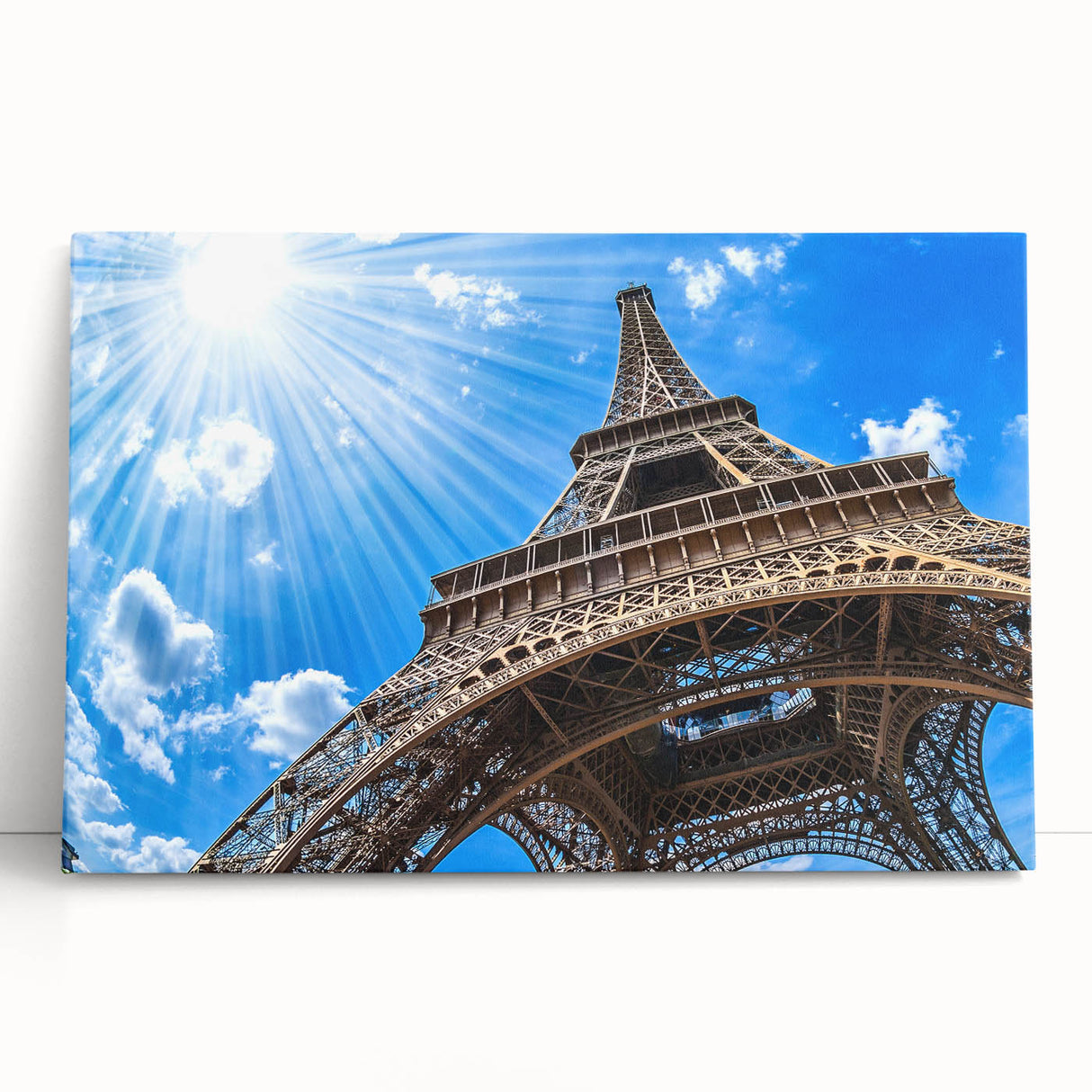 Large black and white stretched canvas of Paris scenery, ideal for kitchen wall art.