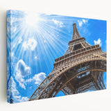 Large stretched canvas featuring a scenic Parisian streetscape in muted gray and blue tones, ideal for kitchen wall art.