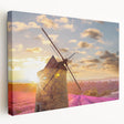 Provence landscape with lavender fields on stretched canvas, featuring soft purple and green tones.