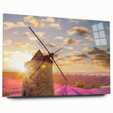 Large abstract wall art depicting a Provencal landscape in muted earth tones on acrylic glass.