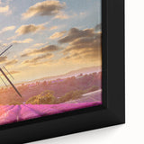 Extra large black wall art depicting a textured Provence scenery in vibrant colors, ideal for living room decor.