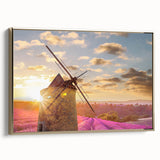 Framed canvas depicting a vintage-style landscape of Provence with muted earth tones, ideal for bedroom wall art.