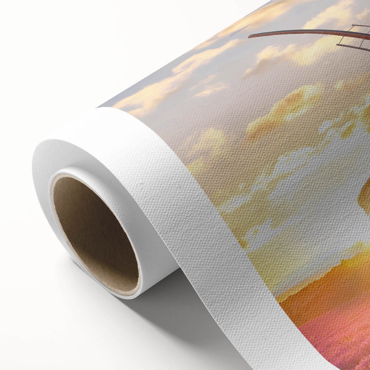 Art deco poster of a Provence landscape in pastel shades on rolled canvas, ideal for nursery wall art.