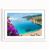 Textured art print of an abstract European landscape in muted earth tones, framed with a white mat, ideal for bedroom decor.