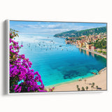 Vintage poster art of a scenic South France landscape in vibrant colors on a large framed canvas.