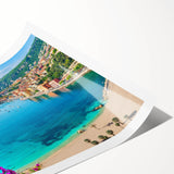 Extra large wall art featuring line art flowers in soft pastel shades on a rolled canvas, ideal for large living room decor.