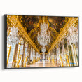Black and white landscape art painting of Versailles on framed canvas, ideal for bedroom wall decor.