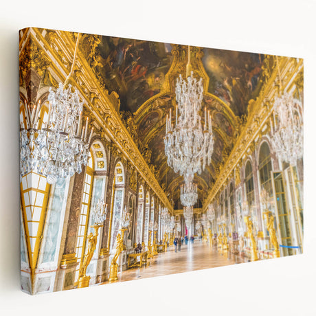 Large art print of Versailles scenery in muted earth tones on stretched canvas, suitable for kitchen wall art.
