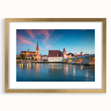 Abstract art print depicting a serene Bavarian landscape in muted earth tones on a framed canvas.