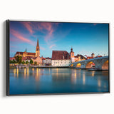 Black and white landscape art painting of Bavarian scenery on framed canvas, suitable for bedroom wall decor.