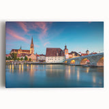 Black and white photograph of Bavarian landscape on stretched canvas, ideal for kitchen wall art or bedroom decor.