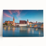 Black and white photo of Bavarian landscape on stretched canvas, ideal for kitchen wall art.