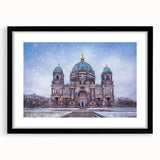 Abstract art print featuring a colorful, textured depiction of Berlin, on a large framed canvas, ideal for living room decor.