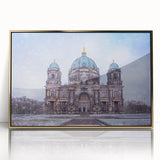 Art deco poster of Berlin skyline in gold and black, acrylic framed, suitable for modern art wall decor or nursery.