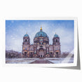 Rolled print of Berlin scenery with vibrant green and floral elements, suitable for art wall dining room.