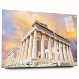 Acrylic print of Athens skyline in muted earth tones, suitable for bedroom or dining room decor.