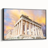 Black and white framed canvas of Athens landscape, ideal for bedroom wall decor.