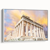 Vintage poster art of Athens with colorful palette on extra large framed canvas, ideal for living room decor.