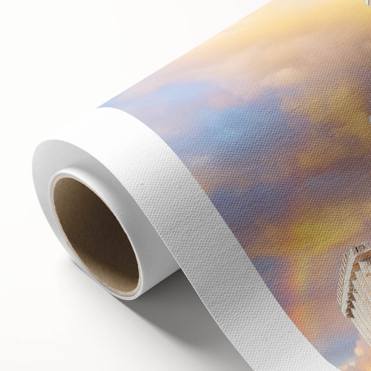Art Deco poster of Athens scenery with pastel shades on rolled canvas, ideal for nursery wall art.
