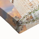 Large art of Athens landscape in black and white on stretched canvas, suitable for bedroom wall.