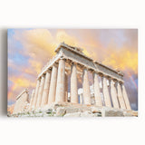 Black and white photograph of the Athens skyline on stretched canvas, ideal for kitchen wall art.