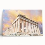 Large black and white stretched canvas of Athens scenery, suitable as kitchen wall art.