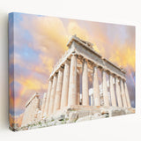 Large art print of Athens scenery on stretched canvas in muted earth tones, ideal for kitchen wall decor.
