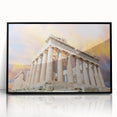 Large abstract wall art depicting Athens scenery in muted earth tones on a framed acrylic.
