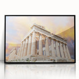 Large abstract wall art depicting Athens scenery in muted earth tones on a framed acrylic.