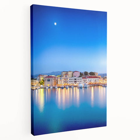 Large canvas print of a Crete, Greece landscape in muted earth tones, suitable for kitchen wall art.