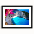 Extra large abstract art print of a colorful European landscape, in a black frame with mat, ideal for living room decor.