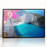 Large abstract wall art depicting a European Greek landscape in muted earth tones on a framed acrylic print.