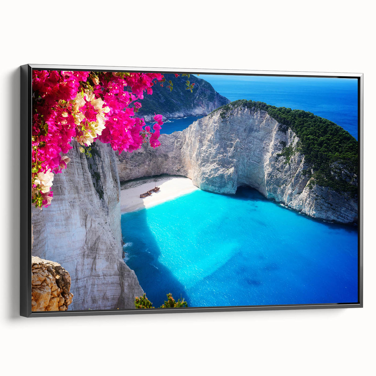 Black and white landscape art painting of a European scene on framed canvas, ideal for bedroom wall decor.