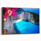 Black and white landscape art painting of a European scene on framed canvas, ideal for bedroom wall decor.