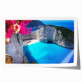 Extra large rolled print of a scenic Greek landscape with vibrant blue and white tones, ideal for dining room wall art.