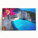 Black and white large art print of a scenic Greek landscape on stretched canvas, suitable for kitchen wall art.