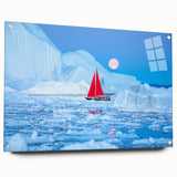 Acrylic print of a Greenland landscape in muted green and blue tones, suitable for bedroom or dining room decor.