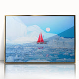 Art deco poster of Greenland scenery in gold acrylic frame, ideal for modern art wall decor.