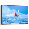 Black and white framed canvas of a Greenland landscape, featuring stark contrasts ideal for bedroom wall decor.