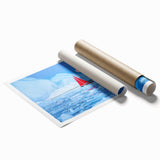 Extra large rolled print of a Greenland scenery with muted green and blue tones, ideal for classy bathroom wall art.