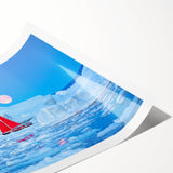 Extra large wall art featuring line art flowers in muted green tones on a rolled print.