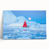 Black and white photograph of a serene Greenland landscape on a large stretched canvas, suitable for kitchen wall art.