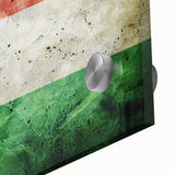 Large abstract wall art depicting a European scenery in Hungary, in muted earth tones on acrylic glass.