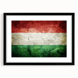 Abstract art print featuring textured, colorful art of a Hungarian landscape on a large framed canvas.