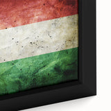 Extra large black wall art featuring a textured Hungarian landscape on framed canvas, with vibrant colorful accents.
