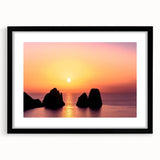 Extra large abstract art print of a colorful, textured Italian landscape on a framed black canvas.