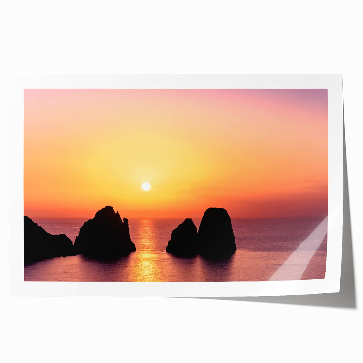 Extra large rolled print of Capri scenery in soft pastel shades, ideal for art wall dining room or classy bathroom wall art.